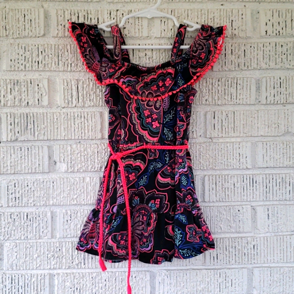 Black and pink off the shoulder dress